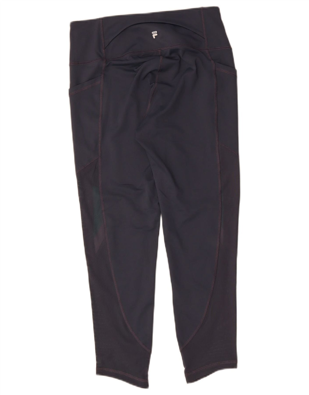 FILA Womens Crop Leggings UK 14 Large  Navy Blue Colourblock Polyester