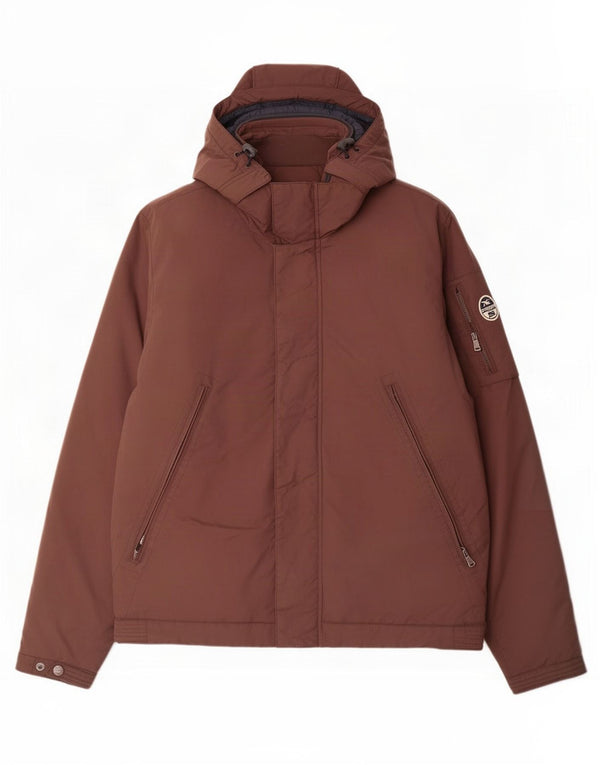North Sails Herre hættepolstret jakke UK 42 XL Brun Nylon