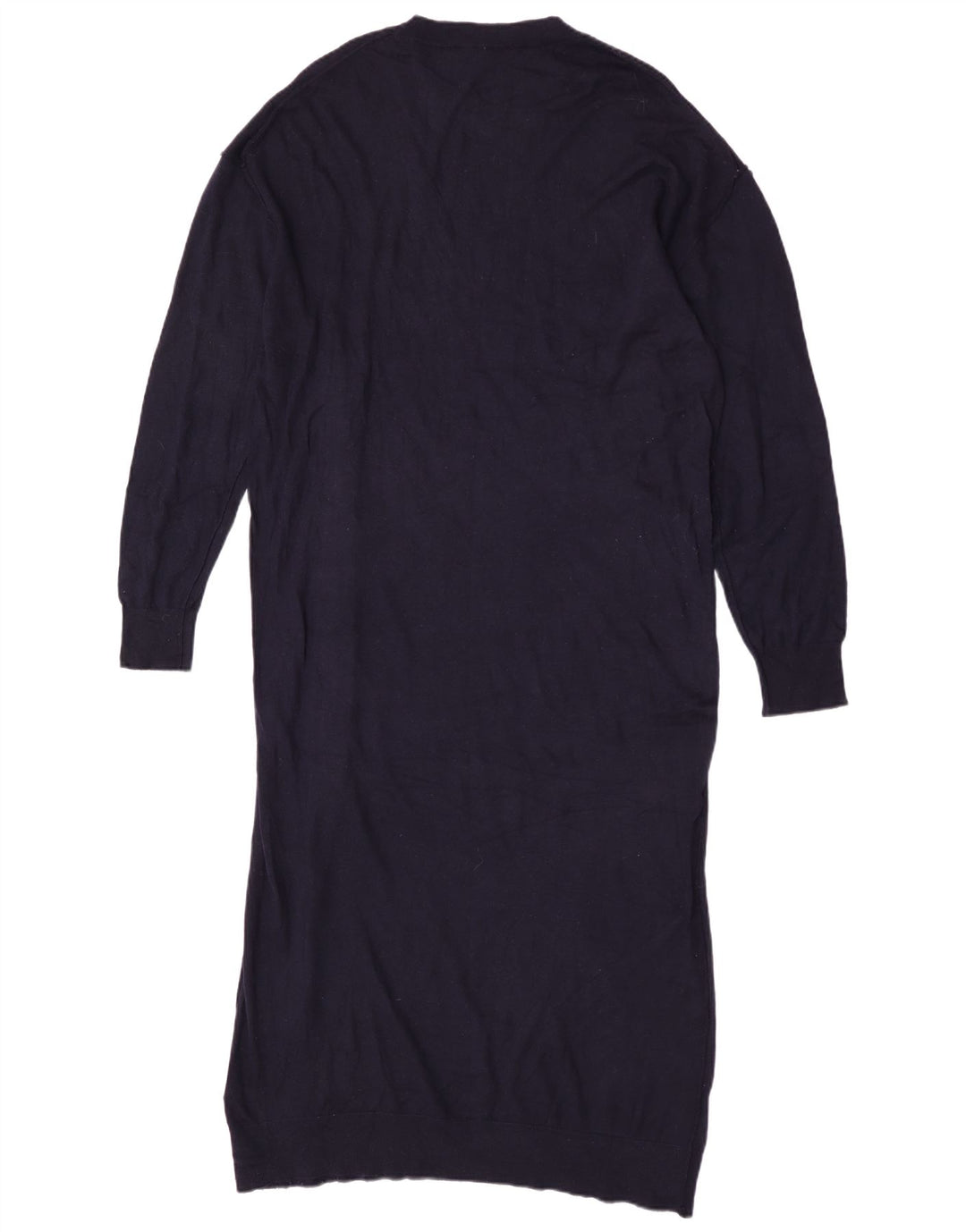 Zara Dame Maxi Langærmet Jumper Kjole UK 14 Medium Navy Blue Polyester