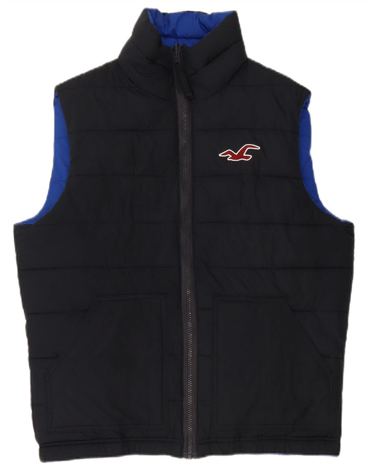 Hollister Herre Vendbar polstret Gilet UK 38 Medium Navy Blue Polyester