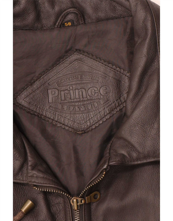 Prince Herre Læder Gilet IT 58 4XL Brun