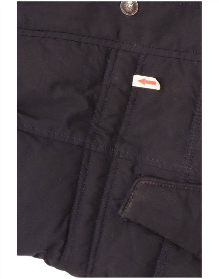 Fat Face Dame Hætte Sherpa Polstret Frakke UK 8 Small Navy Blue Polyester