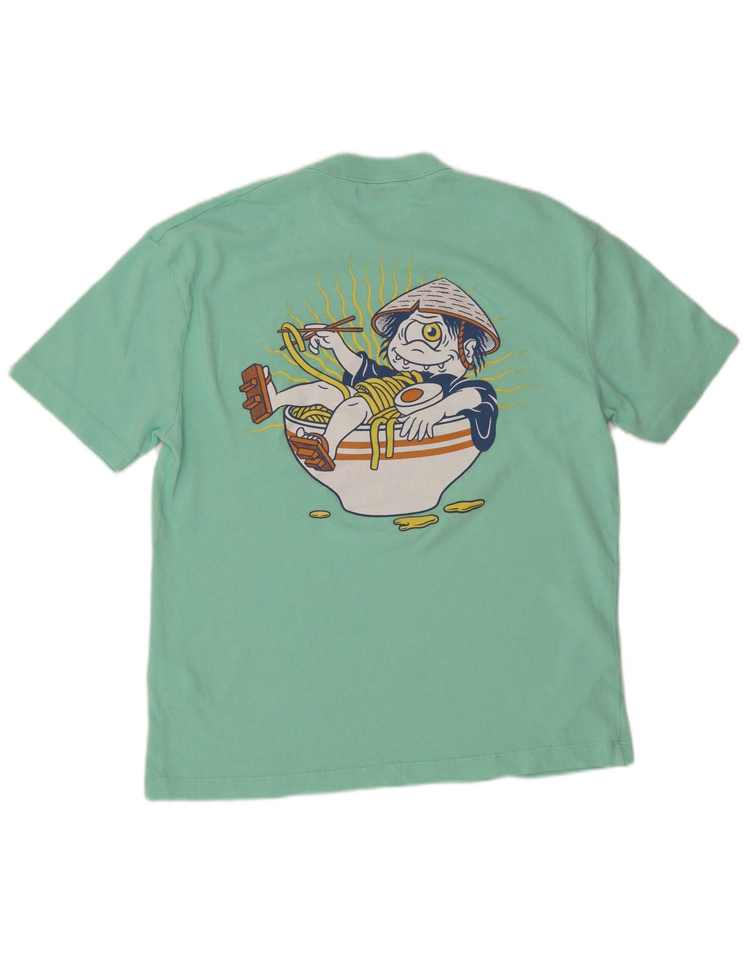 Zara Herre Grafisk T-Shirt Top Medium Grøn Bomuld