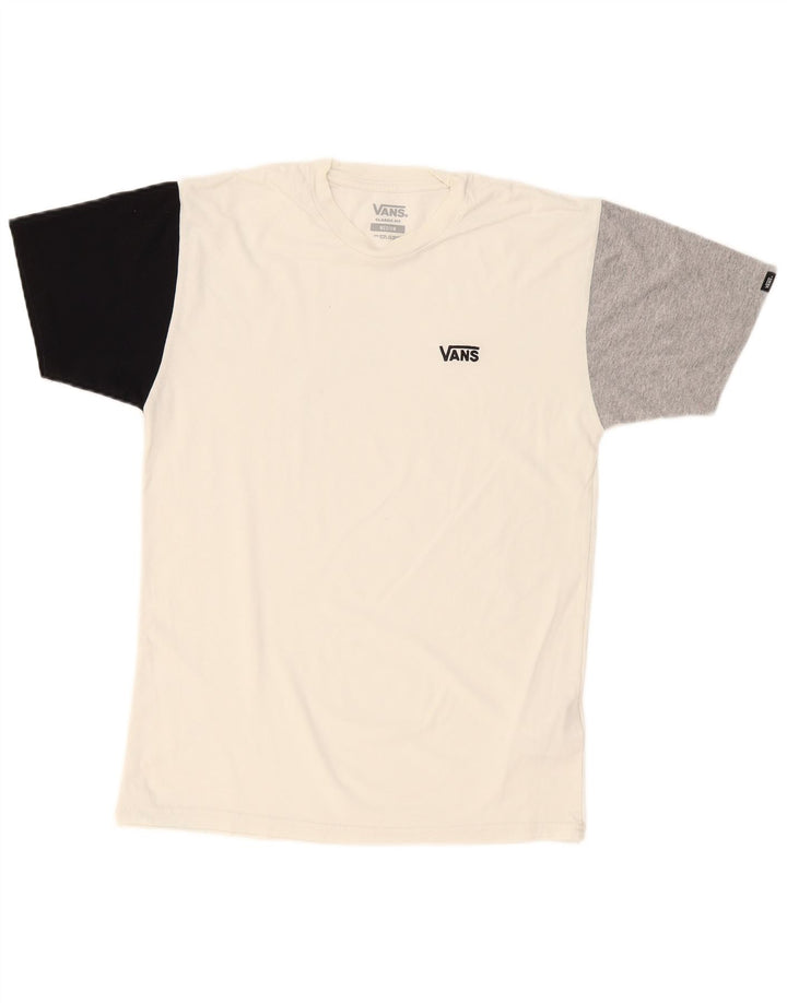 Vans Herre Classic Fit T-Shirt Top Medium White Colourblock Bomuld