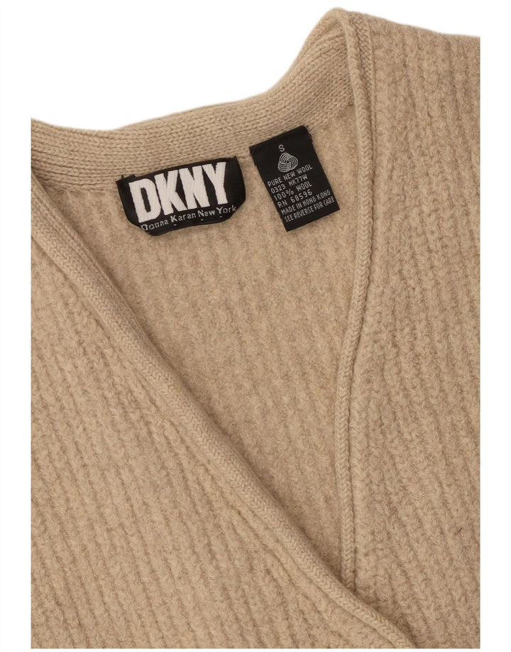 Dkny Dame Oversized Cardigan Sweater UK 10 Small Beige Uld