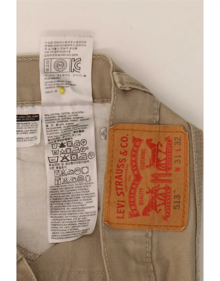 Levi's Herre 513 Slim Straight Jeans W31 L32 Beige Bomuld