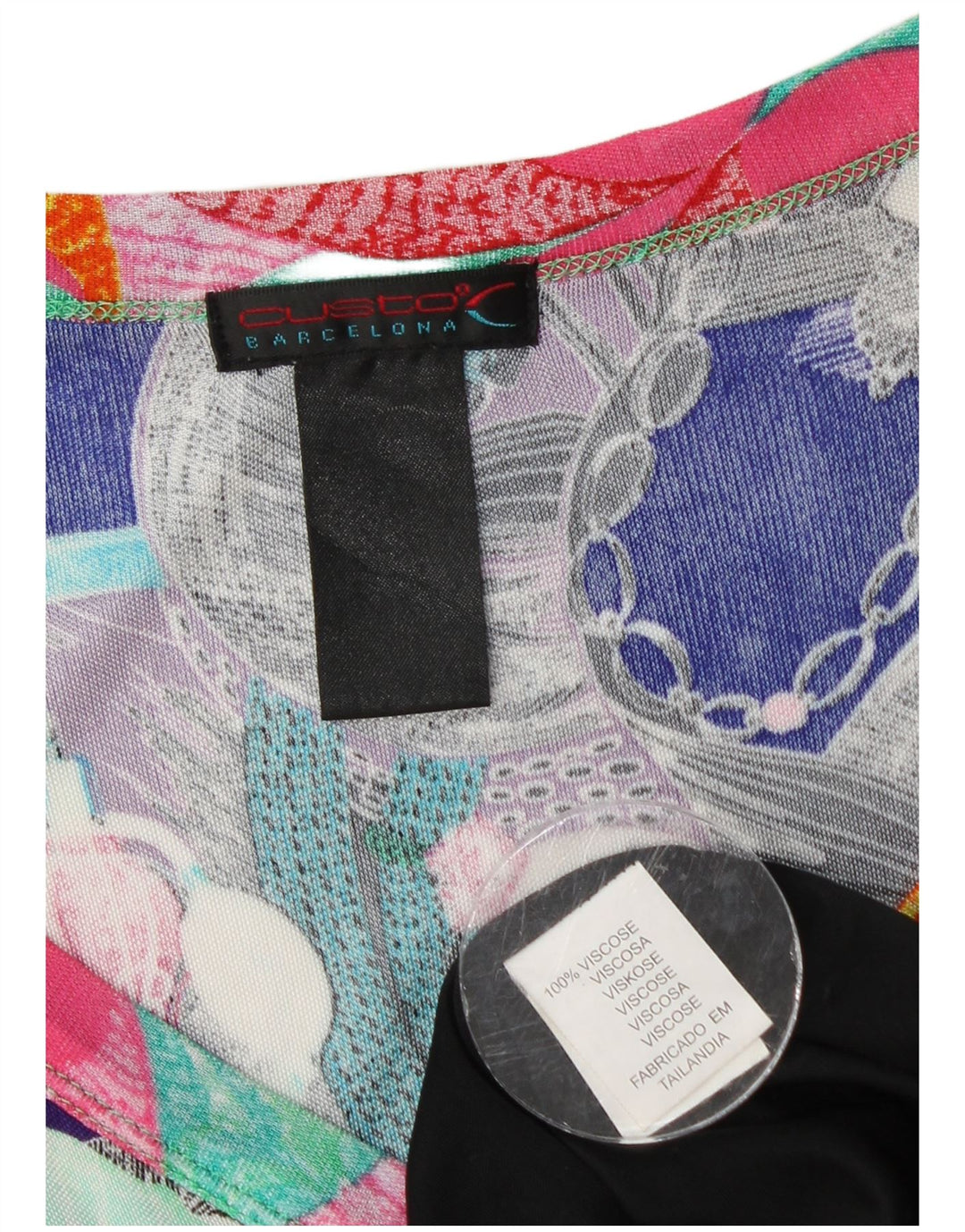 CUSTO BARCELONA Kvinder abstrakt mønster A-line kjole UK 4 XS Lilla