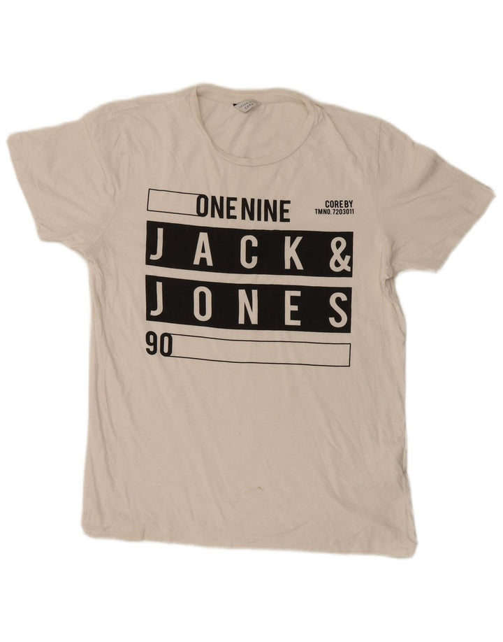 Jack & Jones Herre grafisk T-shirt Top Medium Hvid Bomuld