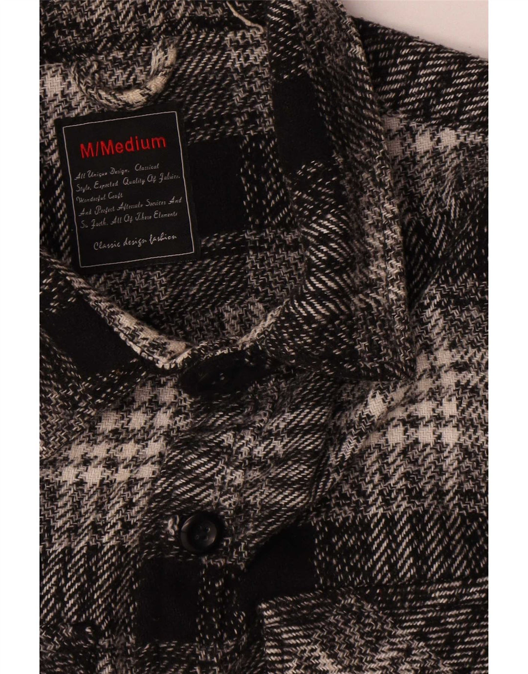 Vintage overshirt til mænd Flanelskjorte medium sort ternet bomuld