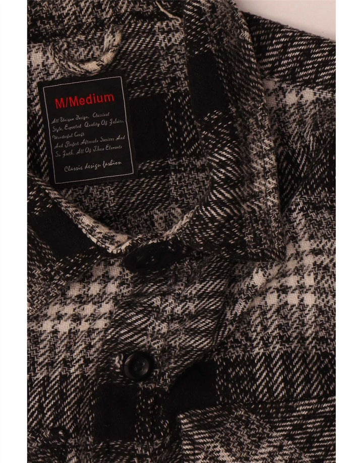 Vintage overshirt til mænd Flanelskjorte medium sort ternet bomuld
