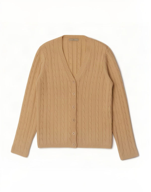 Marks & Spencer Dame Cardigan Sweater UK 12 Medium Beige Bomuld