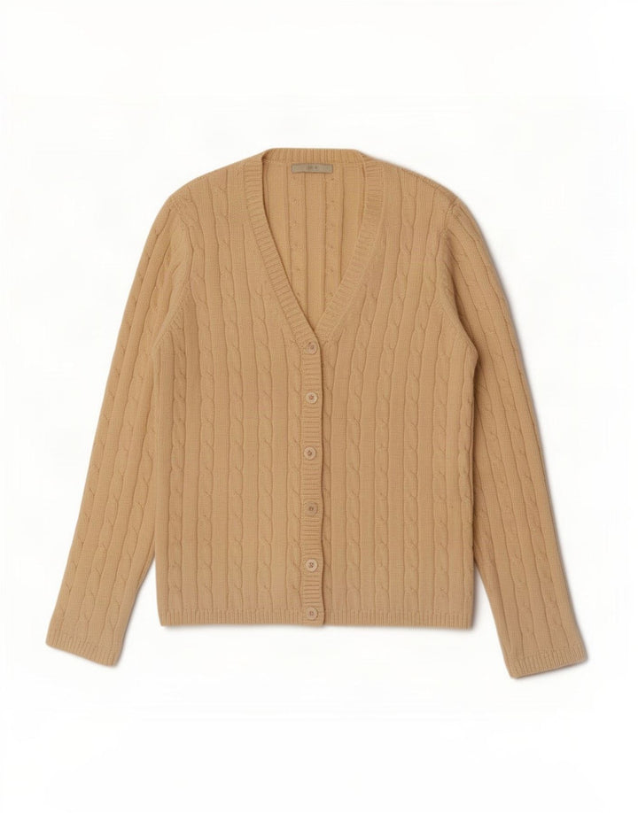Marks & Spencer Dame Cardigan Sweater UK 12 Medium Beige Bomuld