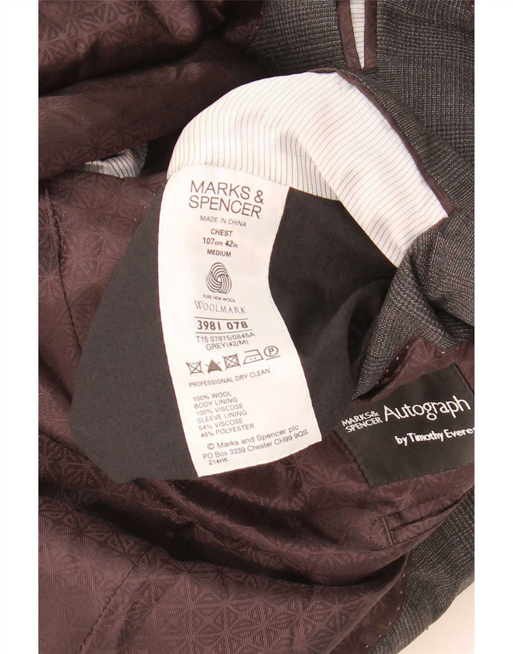 Marks & Spencer Herre Autograph Blazer Jacket UK 42 Large Grey Check
