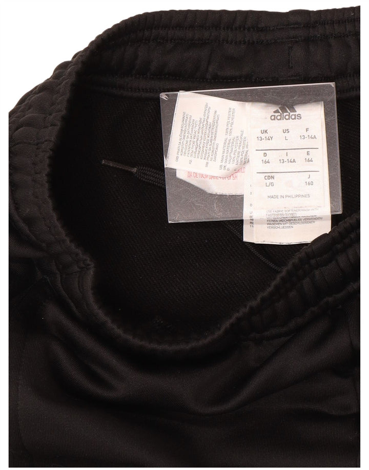 ADIDAS Boys Tracksuit Trousers 13-14 Years Large Black Polyester