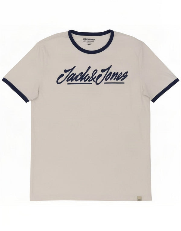 Jack & Jones Herre grafisk T-shirt top 2XL hvid bomuld