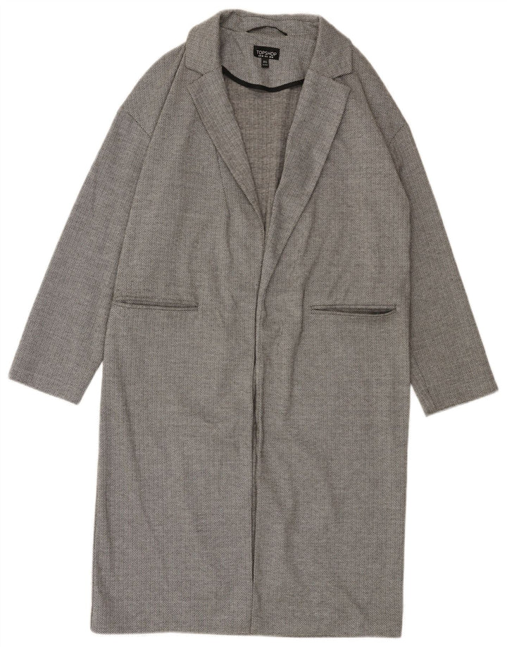 Topshop Womens Open Oversized Overfrakke UK 10 Small Grey Herringbone