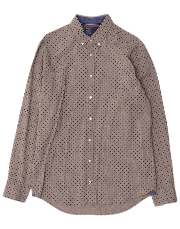Tommy Hilfiger Herre New York Fit skjorte Medium Grå Geometrisk
