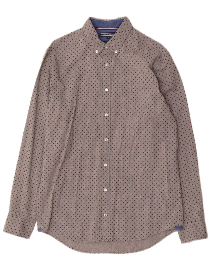 Tommy Hilfiger Herre New York Fit skjorte Medium Grå Geometrisk