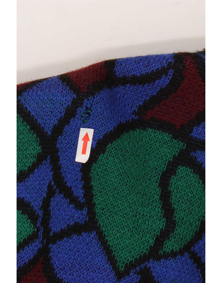 Vintage kvinders abstrakt mønster cardigan sweater UK 18 XL flerfarvet