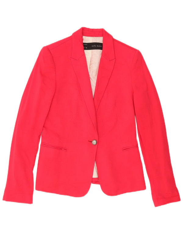 Zara Dame 1-knaps blazerjakke UK 12 Medium Pink Viscose