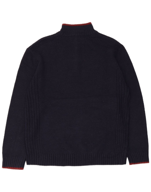 Pierre Cardin Herre Zip Neck Jumper Sweater Stor Marineblå Akryl