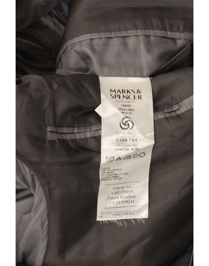 Marks & Spencer Herre 3-knaps blazerjakke UK 42 Stor grå polyester