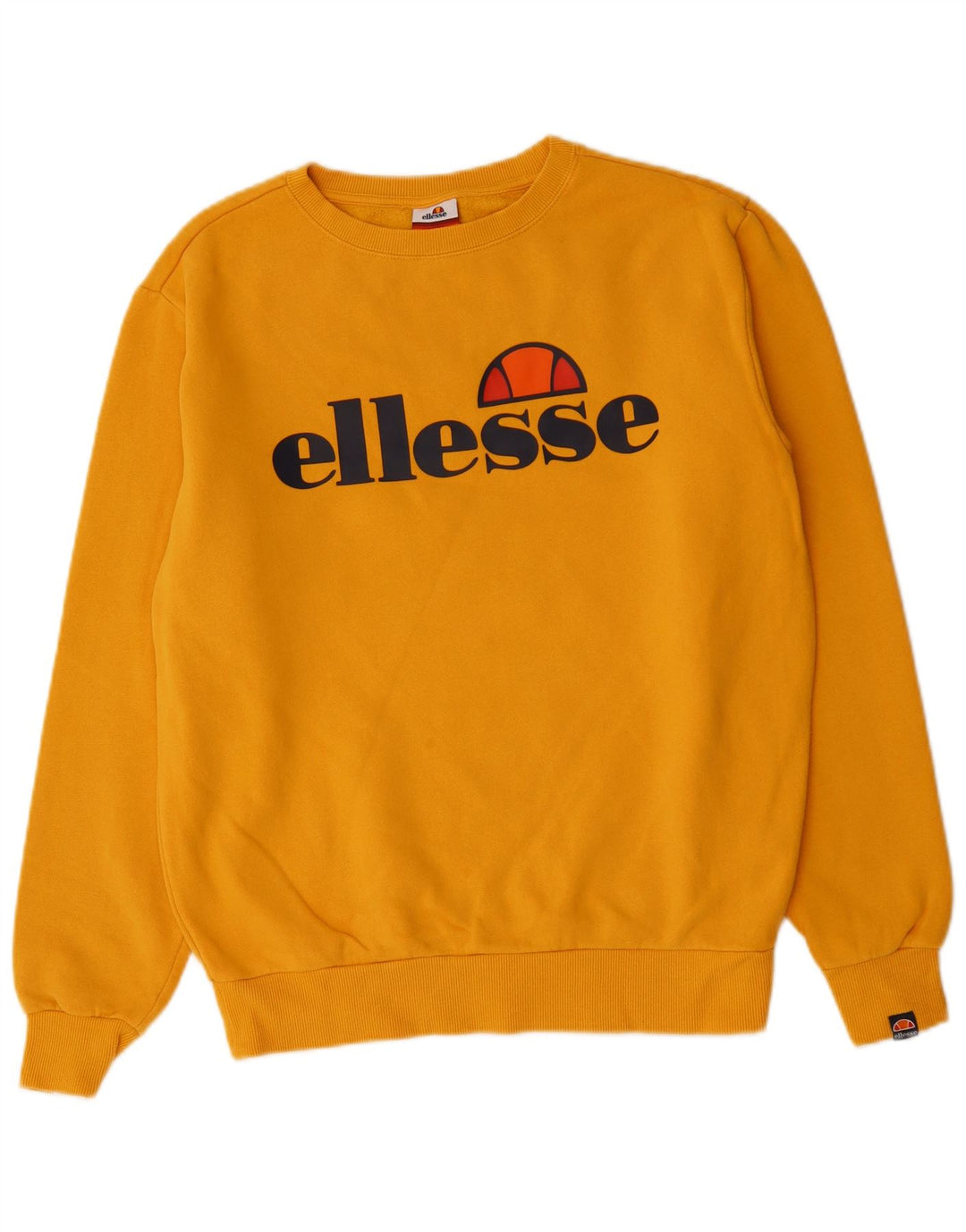 ELLESSE Grafisk Oversized Sweatshirt Jumper UK 12 Medium Gul