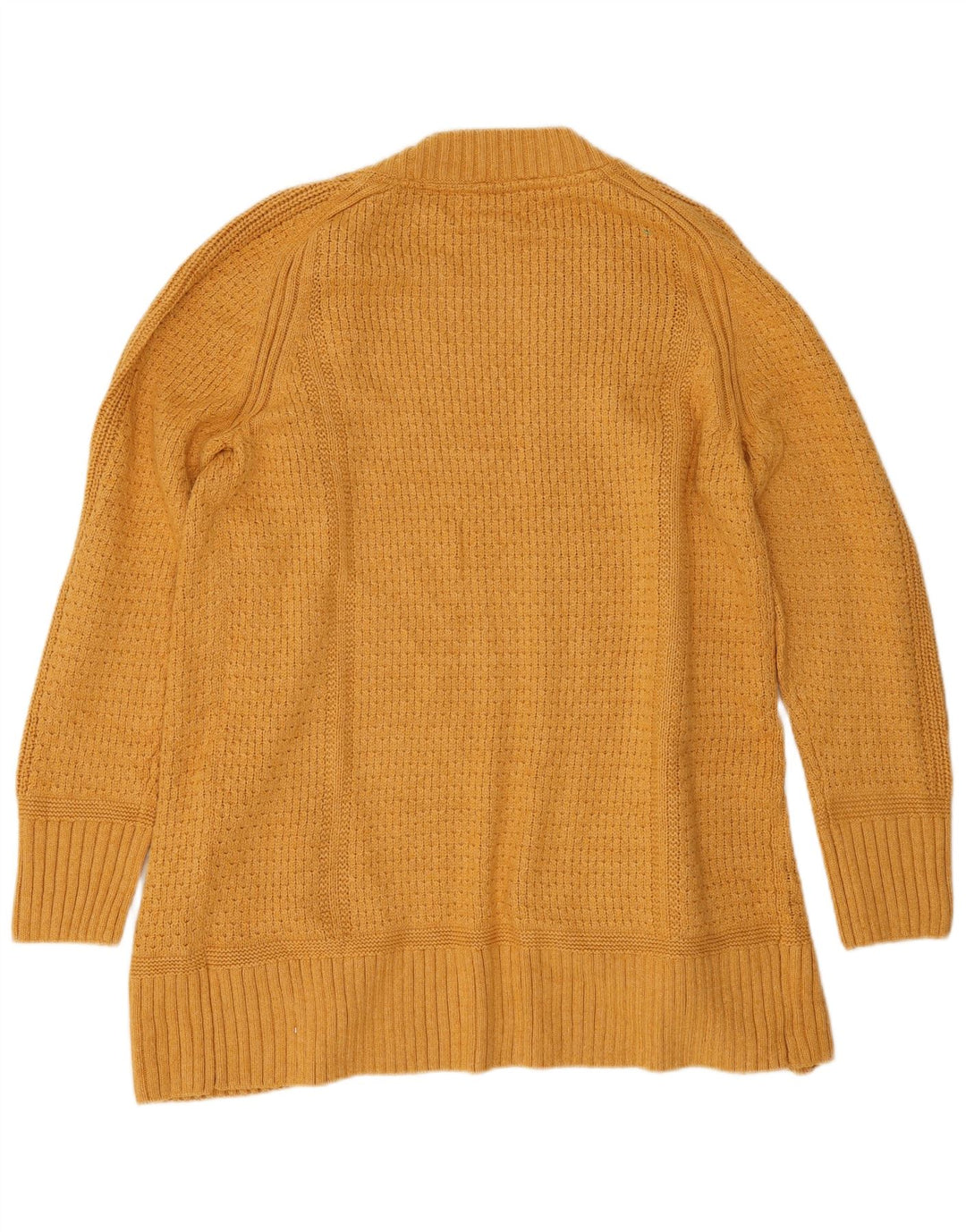 Fat Face Dame Longline Åben Cardigan Sweater UK 12 Medium Yellow Viscose