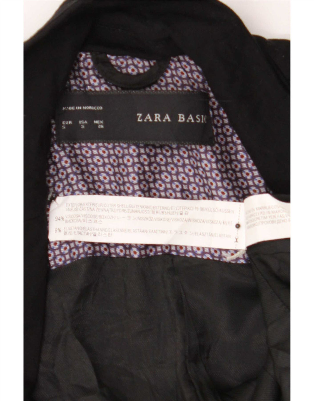 Zara Dame 1 Knap Blazer Jacket UK 10 Small Black Viscose