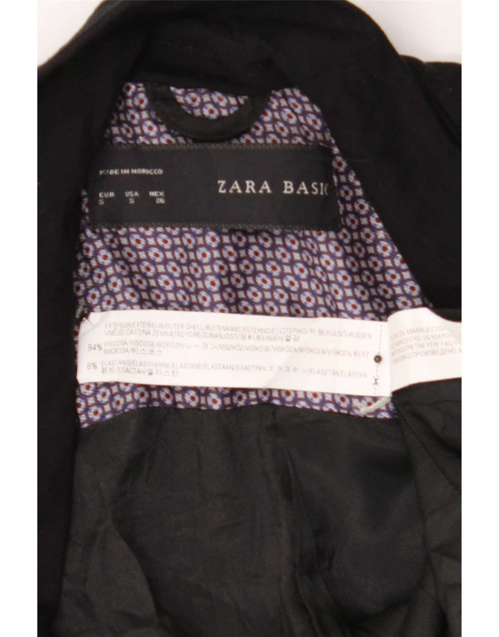 Zara Dame 1 Knap Blazer Jacket UK 10 Small Black Viscose