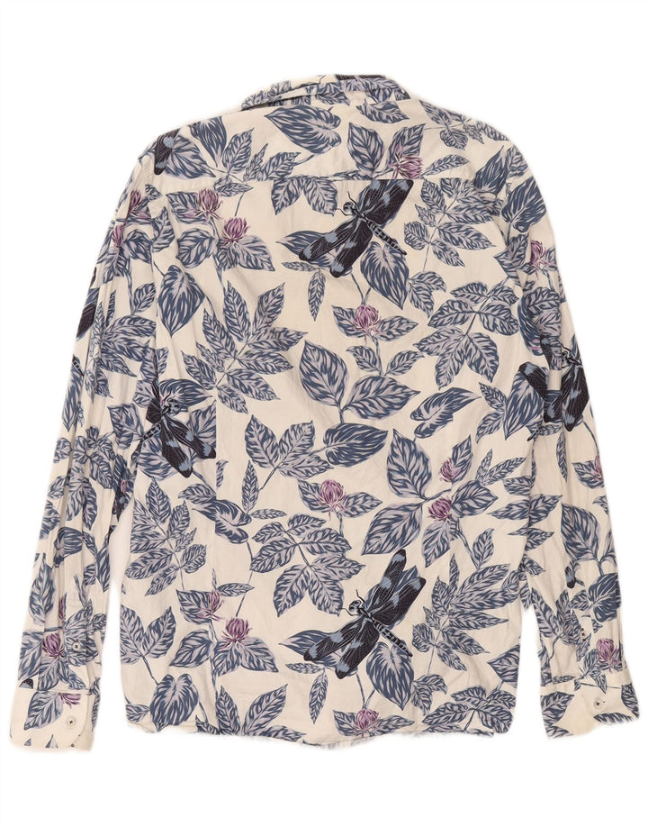 Ted Baker herreskjorte str. 5 XL Hvid blomstret bomuld
