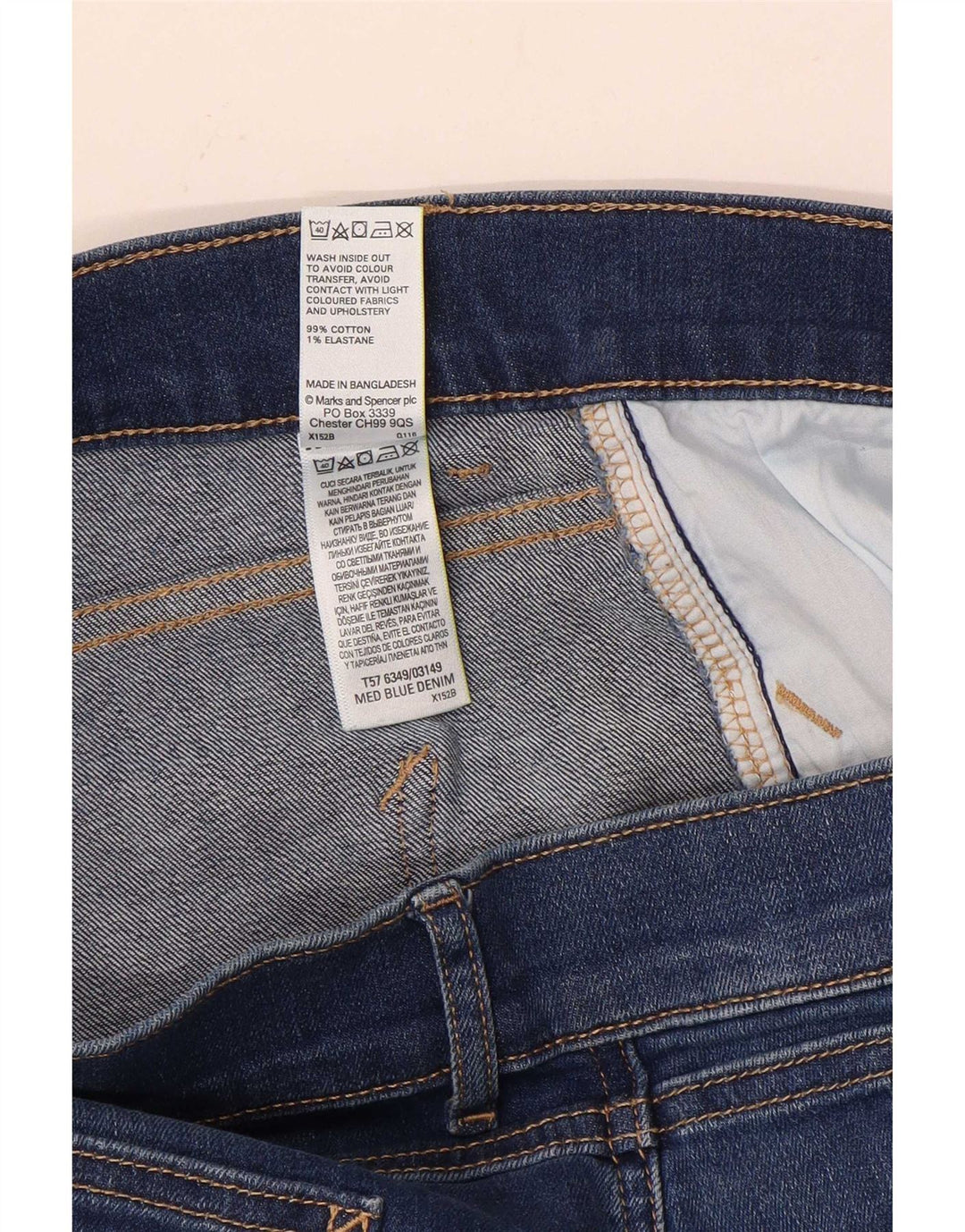 Marks & Spencer Dame Slim Bootcut Jeans UK 12 Medium W30 L28 Blå Bomuld