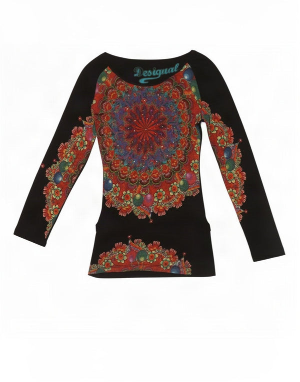 Desigual Dame Grafisk Top Langærmet UK 8 Small Black Paisley