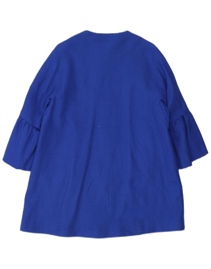Zara Dame Overfrakke UK 14 Medium Blue Cotton