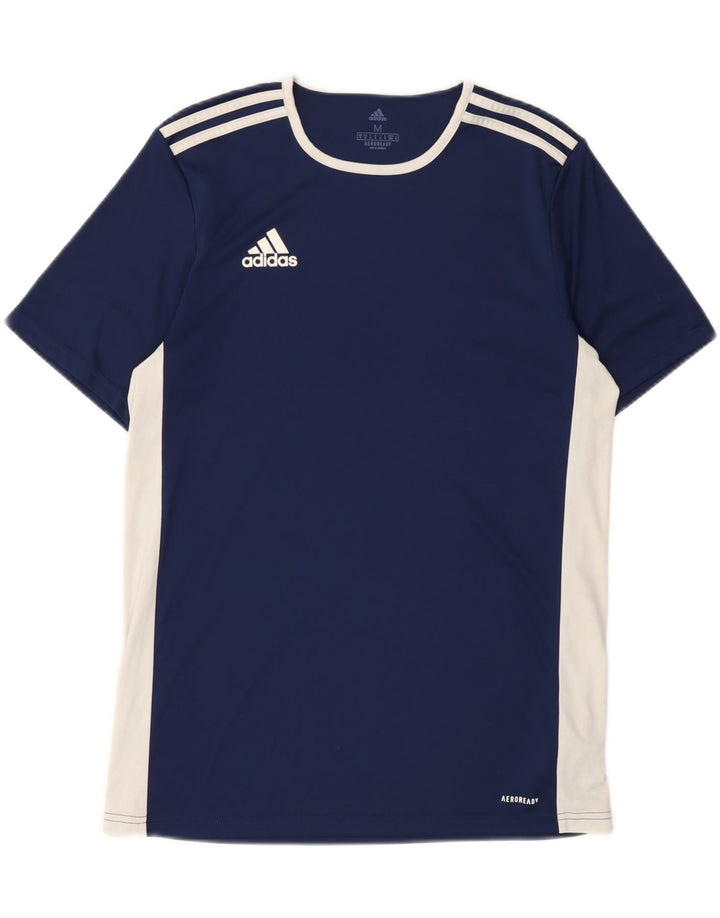 Adidas Herre Aeroready Grafisk T-Shirt Top Medium Navy Blue Polyester
