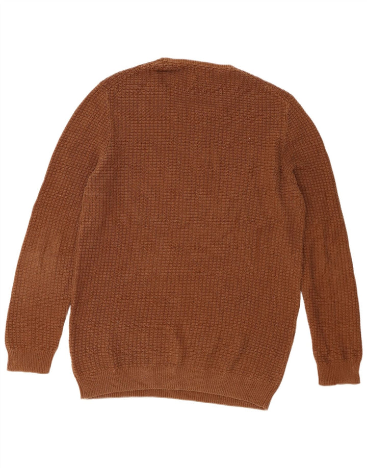 Massimo Dutti Herre Crew Neck Jumper Sweater Stor Brun Bomuld