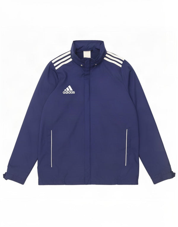 Adidas regnjakke med hætte til drenge 13-14 år marineblå nylon