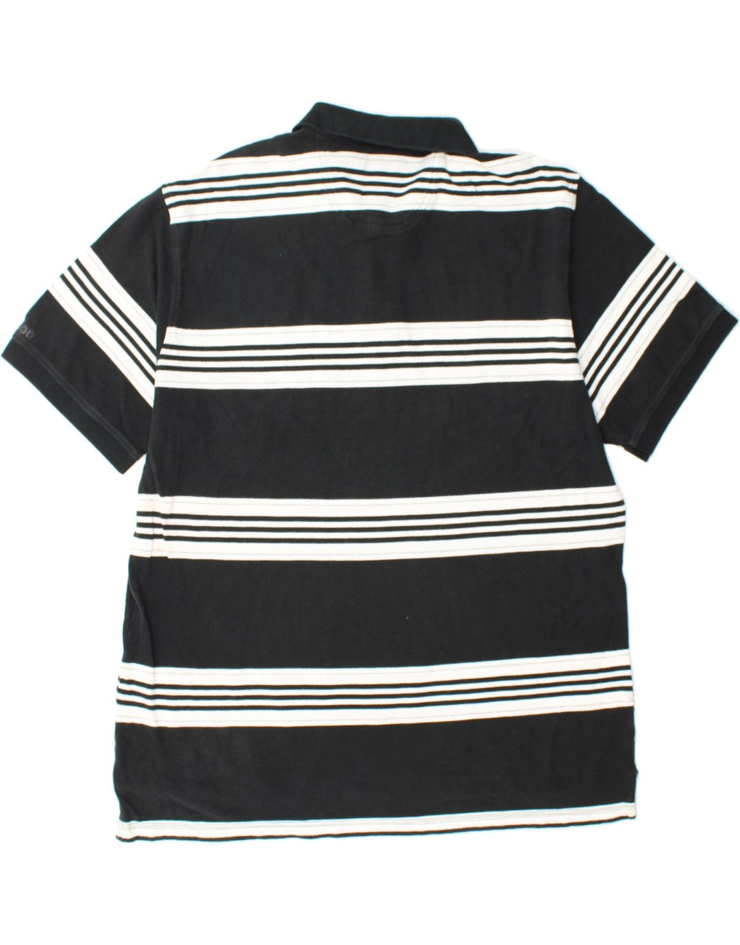 IZOD Mens Polo Shirt XL Black Striped Cotton Vintage Izod and Second-Hand Izod from Messina Hembry 