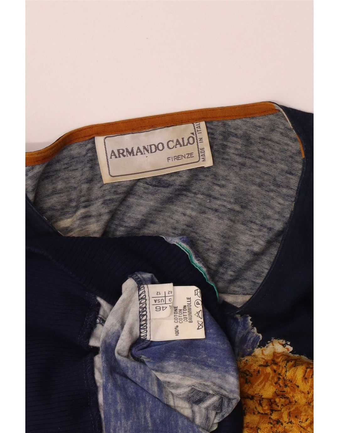 Armando Calo kvinders abstrakt mønster bluse Top IT 46 Large Navy Blue