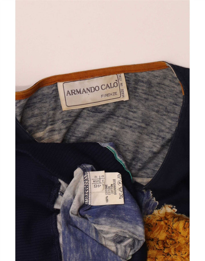 Armando Calo kvinders abstrakt mønster bluse Top IT 46 Large Navy Blue