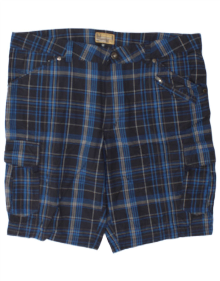 Brugi Herre Cargo Shorts IT 52 XL W36 Marineblå ternet bomuld