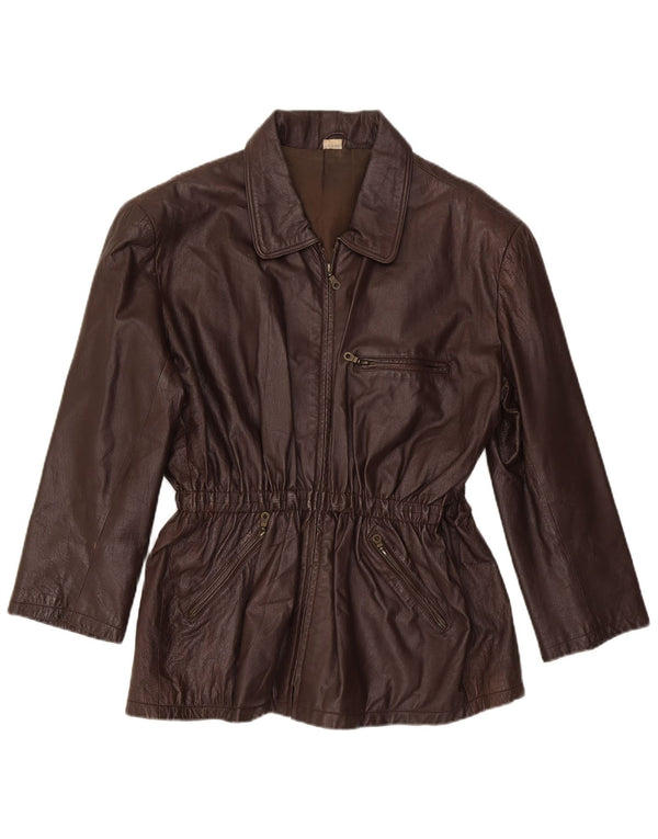 Vintage dame læderjakke UK 20 2XL Brun