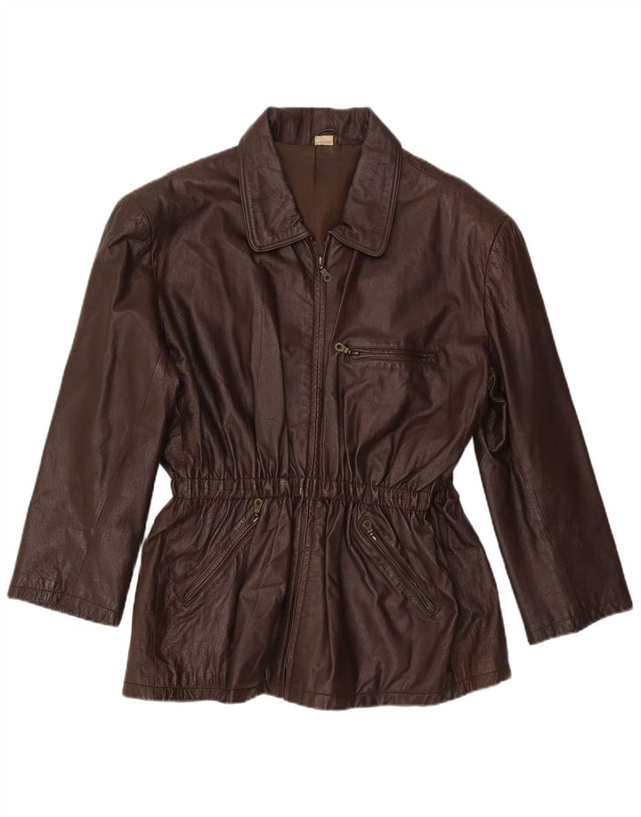 Vintage dame læderjakke UK 20 2XL Brun