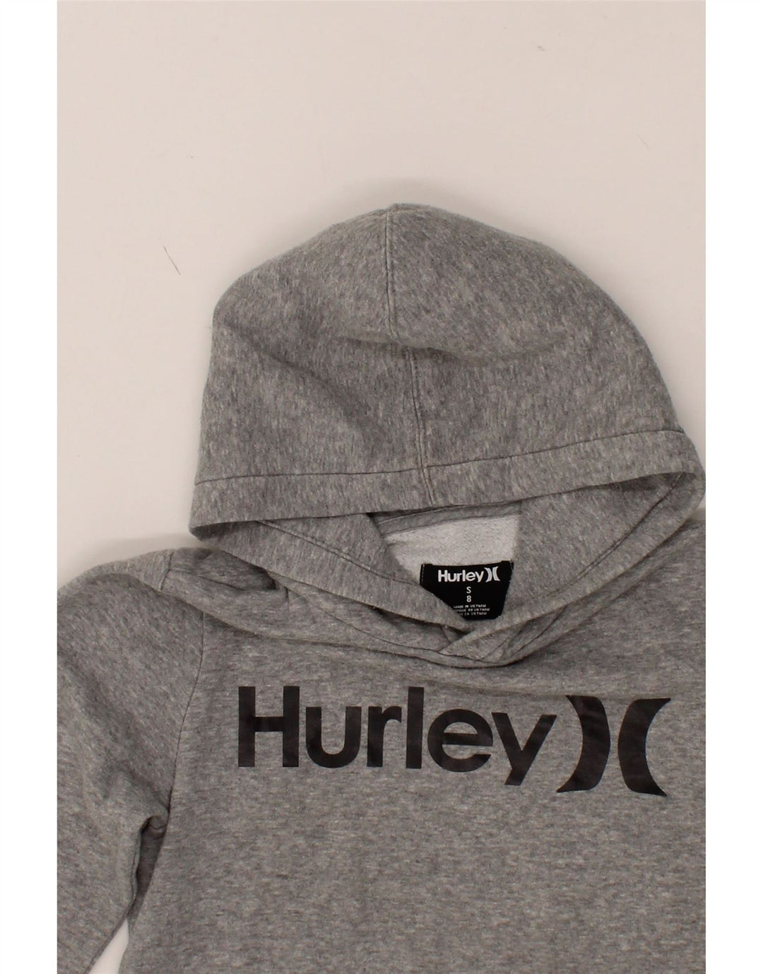 HURLEY Boys Graphic Hoodie Jumper 7-8 Years Small Grey Polyester Vintage Hurley and Second-Hand Hurley from Messina Hembry 