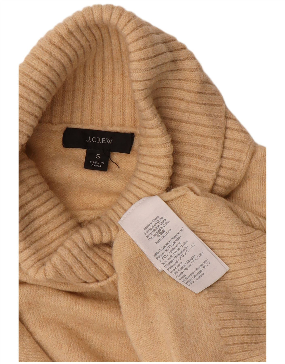 J. CREW Dame Oversized rullehals sweater UK 10 Small Beige