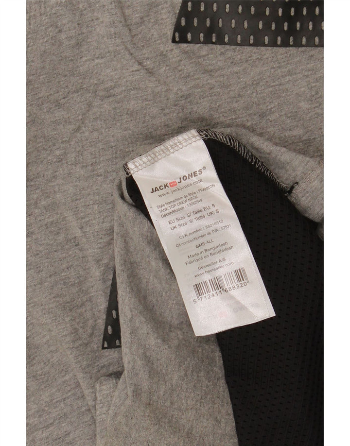 Jack & Jones herre grafisk vest top lille grå flækket bomuld