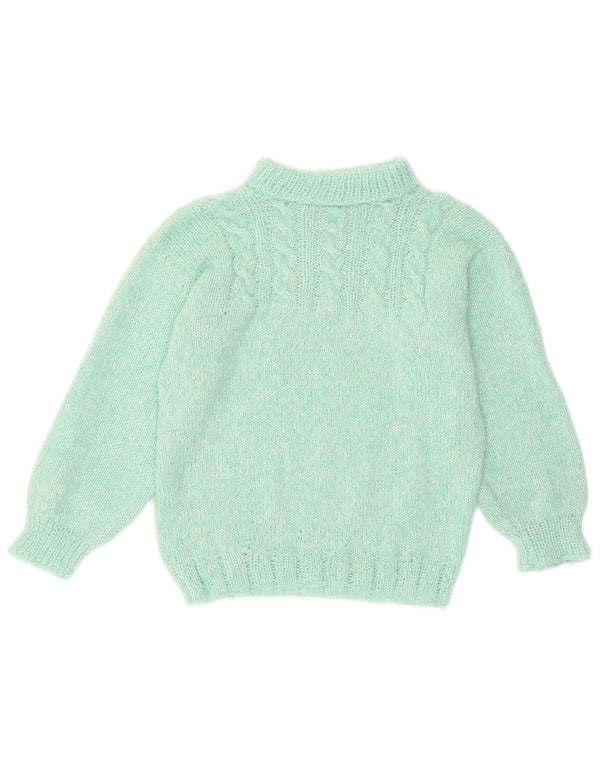 Vintage Womens Roll Neck Jumper Sweater UK 12 Medium Turquoise