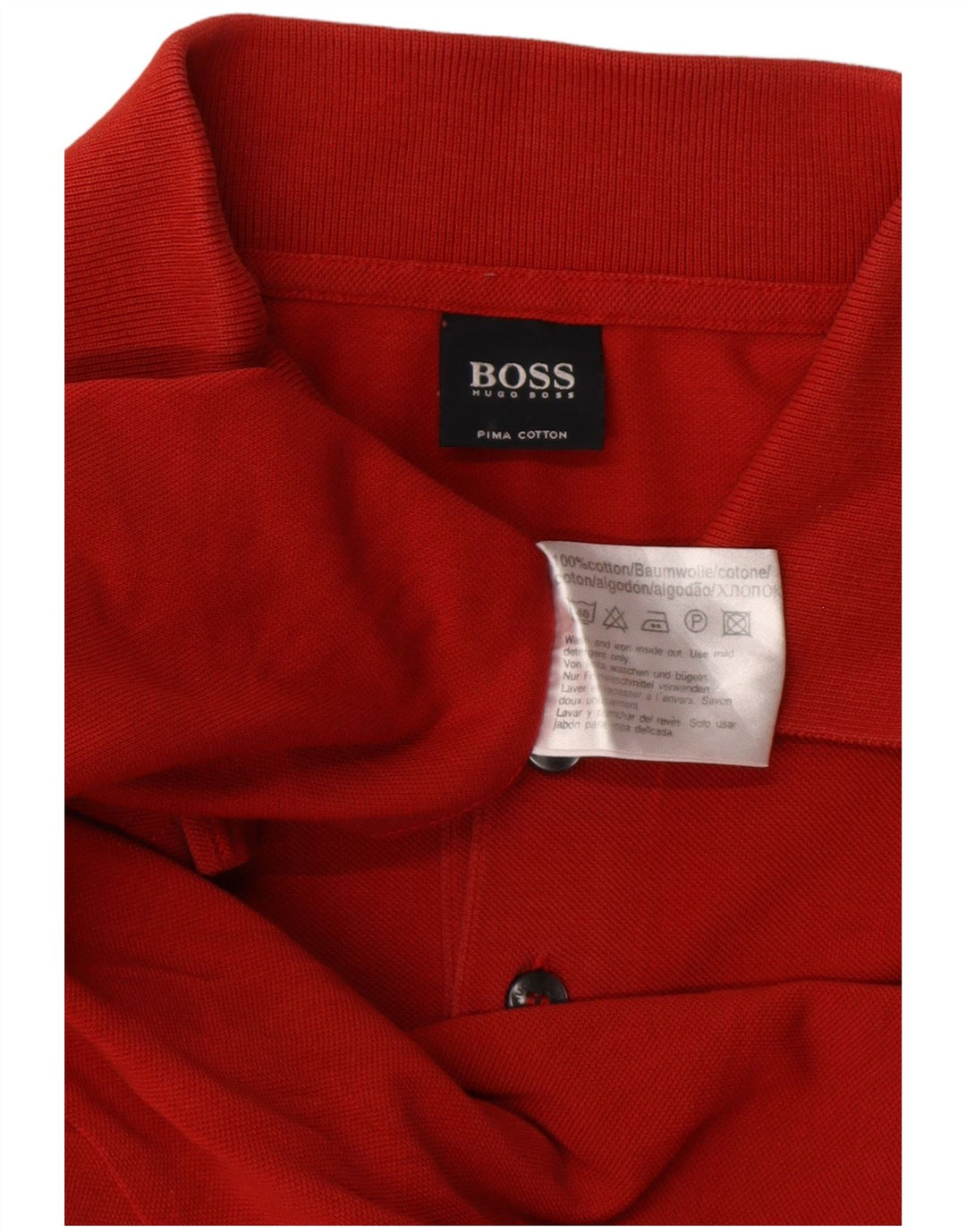 HUGO BOSS Mens Polo Shirt Large Red Cotton