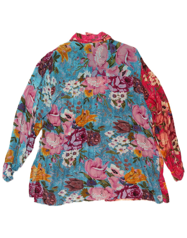 Vintage dameskjorte bluse UK 18 XL flerfarvet blomsterviscose