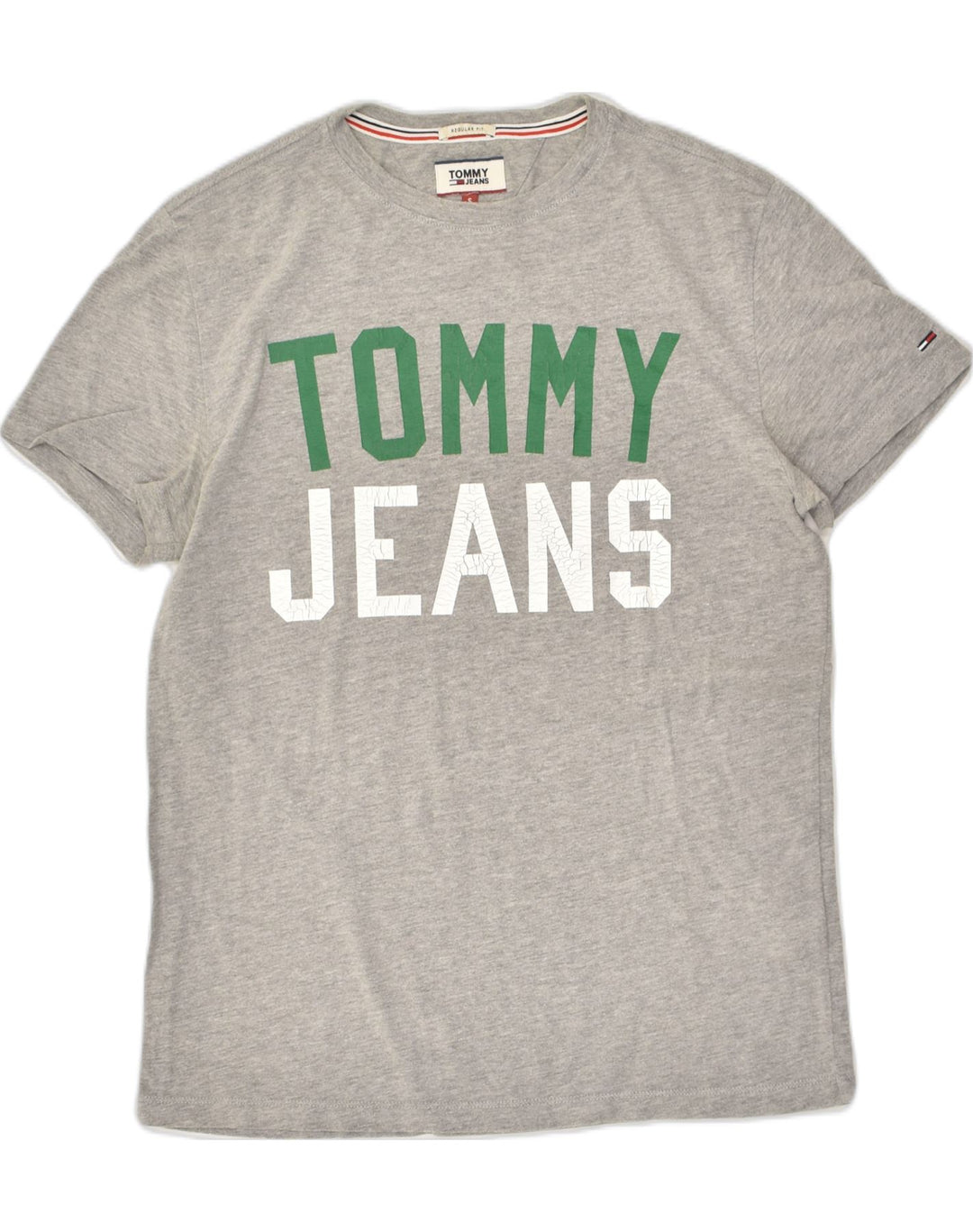 TOMMY HILFIGER Mens Regular Fit Graphic T-Shirt Top Small Grey Cotton | Vintage Tommy Hilfiger | Thrift | Second-Hand Tommy Hilfiger | Used Clothing | Messina Hembry 